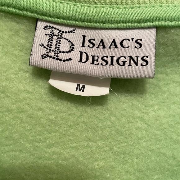 Isaac’s Designs size M full-zip front sweatshirt in bright green w/some bling - Picture 2 of 11